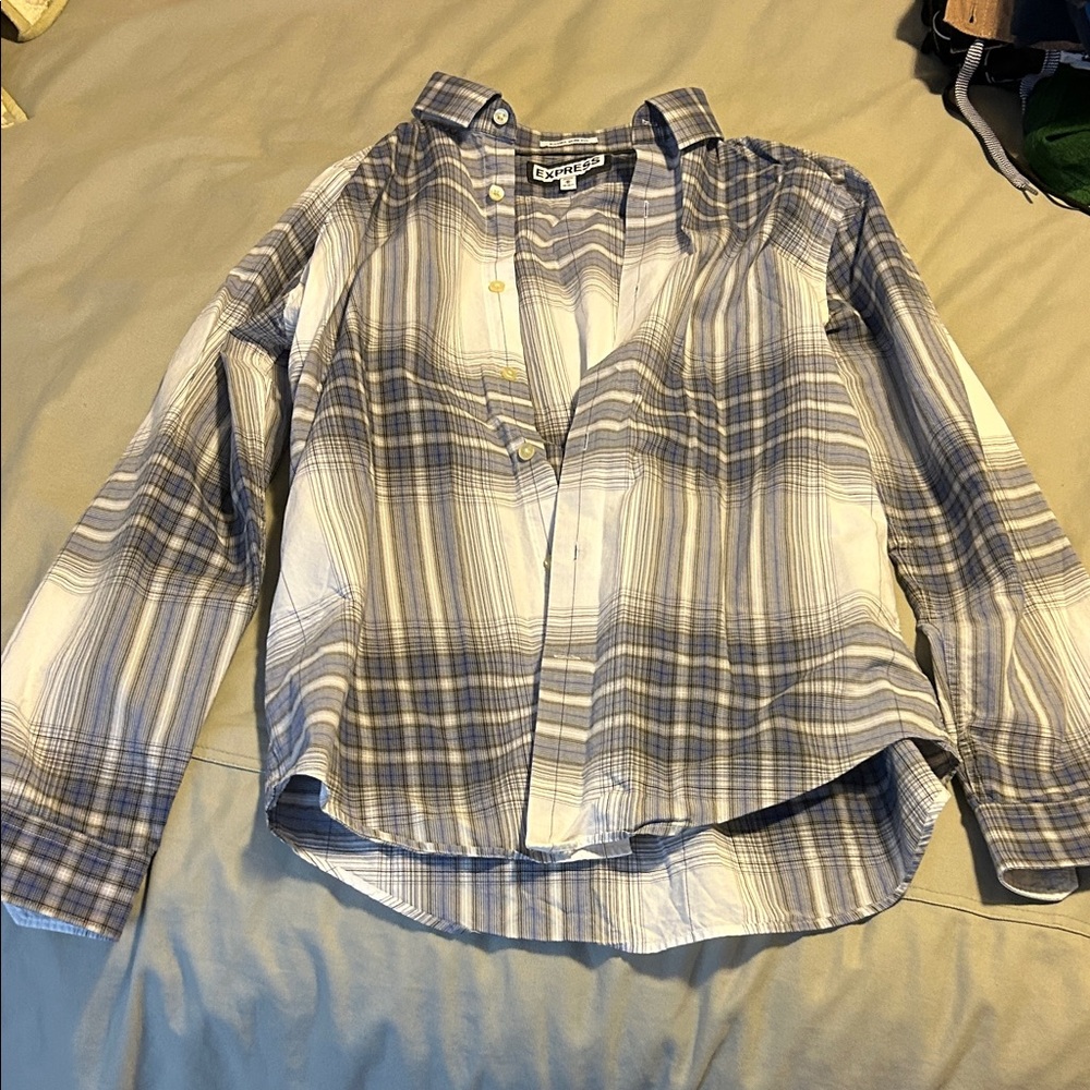 Express Plaid Button-Up Shirt extra slim